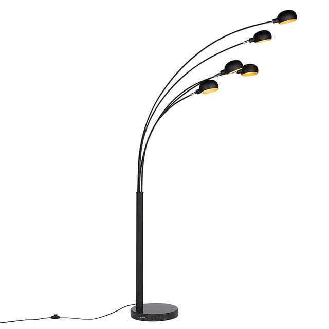 Design Stehleuchte Schwarz 5-licht - Sixties Marmo