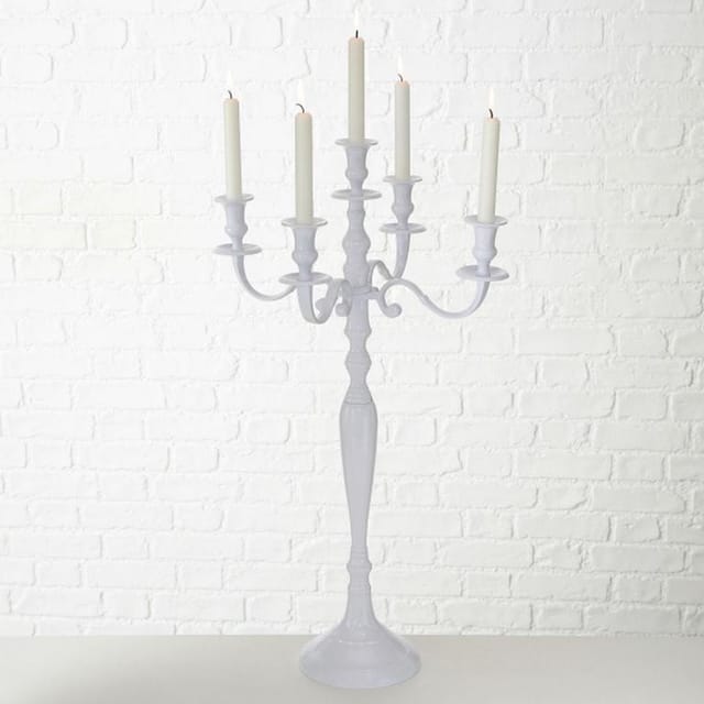 Kerzenleuchter Victoria H77cm Aluminium,weiss