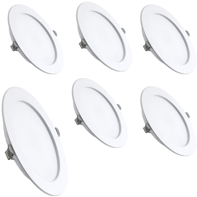Set Mit 6 Ultradünnen Led-einbaustrahlern, Runde, Flache Deckeneinbauleuchten, Warmgelbes Licht (3000 K), Ip44-led-downlights Für Badezimmer Und Wohnzimmer