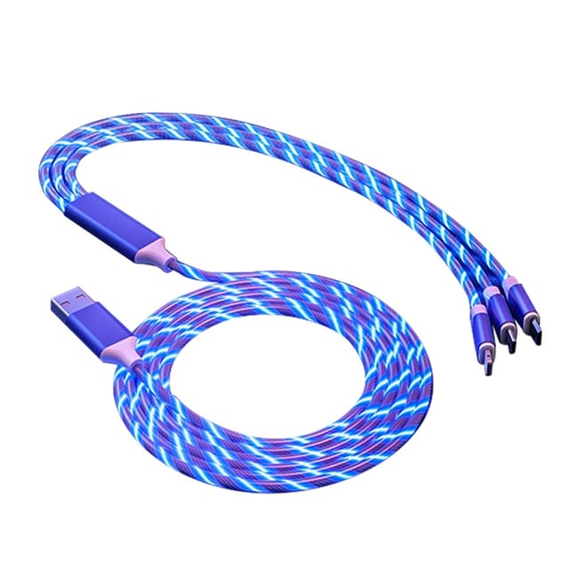 Fluid Led Usb-kabel, 3-in-1 Für Typ-c/lightning/micro Usb, Schnellladefähiges, Geflochtenes Nylonkabel, Geeignet Für Auto Und Alle Handys.