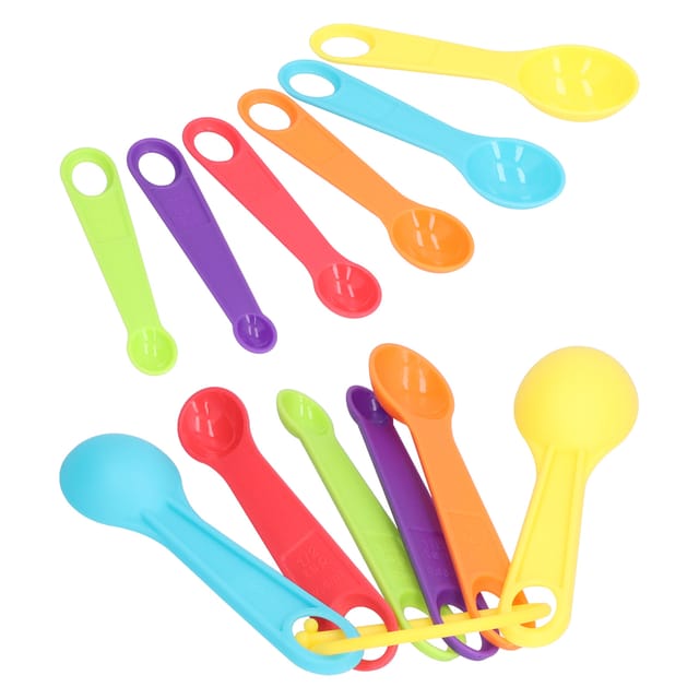 12-teiliges Messlöffel-set Aus Kunststoff Mit Skala, Ideal Zum Kochen Und Backen