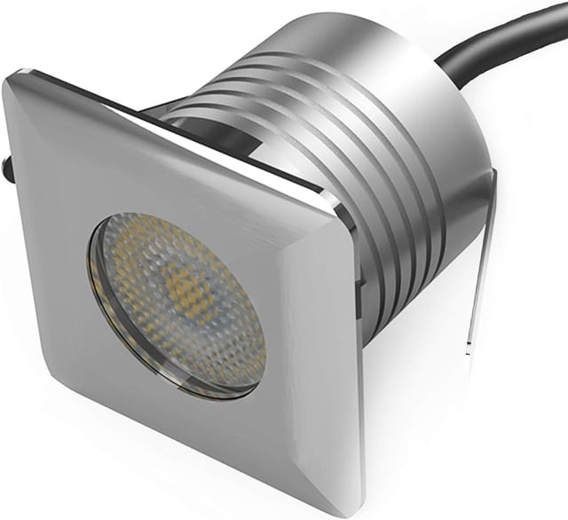 Quadratischer Einbaustrahler, 3 W, Dc12v-24v, Ip67 Wasserdicht, Aus Aluminium Und Edelstahl, Einbau-außenbeleuchtung, Warmweißes Licht 3000k.