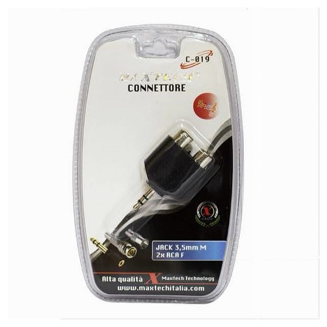 Trade Shop - Stereo-audio-adapter, 3,5-mm-stecker Auf 2 Cinch-buchsen, Audio, Maxtech C-019 -