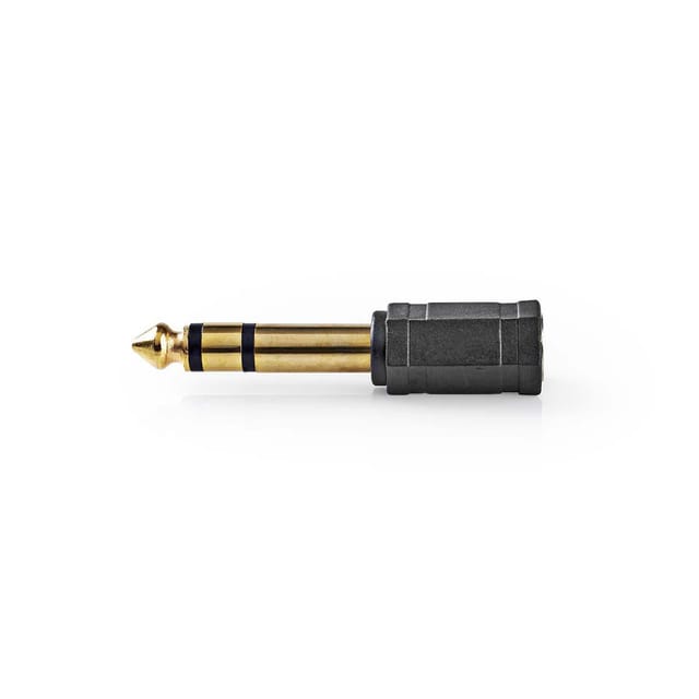 Stereo Audio Adapter 6,35 Mm Hane 3,5 Mm Hona Guldplaterad Rak Abs Svart 10 Stk. Kunststoff