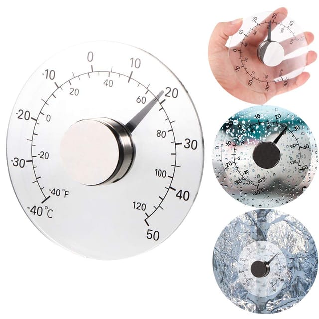 Wasserdichtes Außenthermometer, Selbstklebend Für Runde Außenfenster, -40 Bis 50 °c, 10,7 Cm Durchmesser