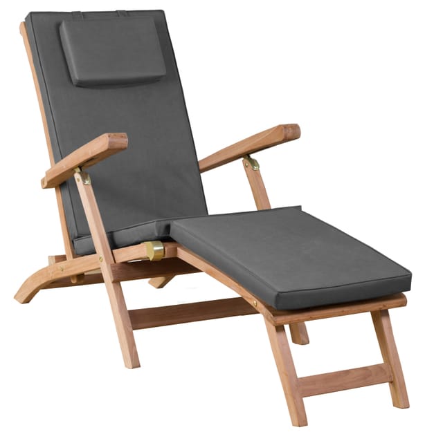 Devries Woodie Deckchair Liegestuhl Aus Teakholz Inkl. Polster Grau 60x170x93cm