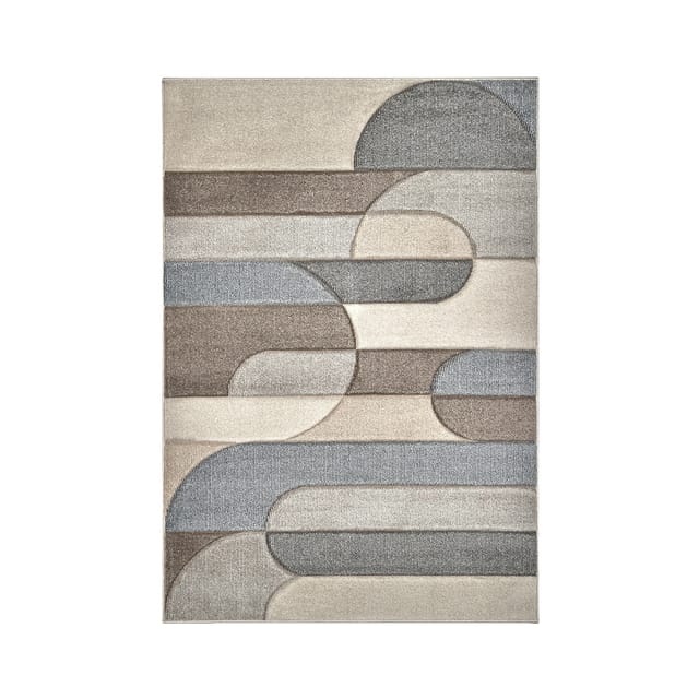Moderner Designer-teppich In Grau Und Beige Funny