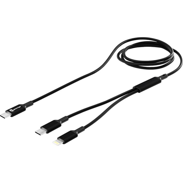 Smrter Usb-c® Y-kabel Usb-c®, Apple Lightning Stecker 120 Cm Schwarz Aluminium-stecker, Stoff-umma