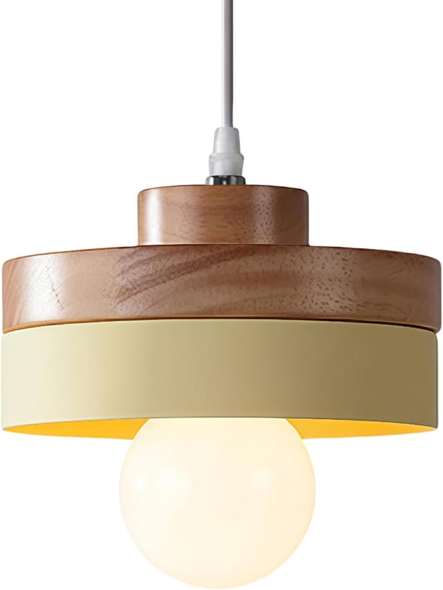 Vintage-pendelleuchte Aus Holz Und Metall, Rund/quadratisch, E27-fassung, Für Wohnzimmer, Schlafzimmer, Küche