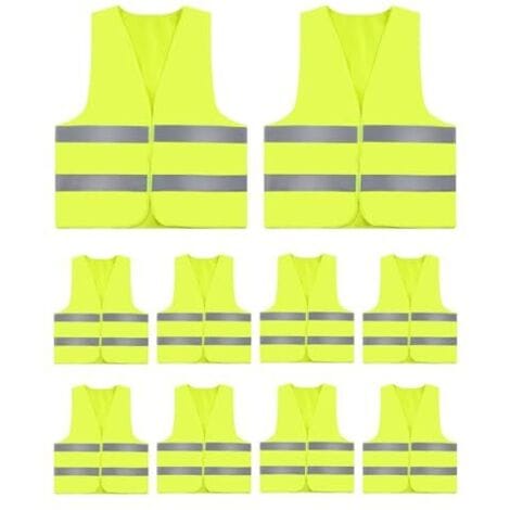 10er-pack Hochsichtbare, Reflektierende Sicherheitswesten, Sicherheitswesten Für Erwachsene Und Kinder, Autosicherheitswesten, Fluoreszierende Reflektierende Westen Für Fahrräder Und Baustellen