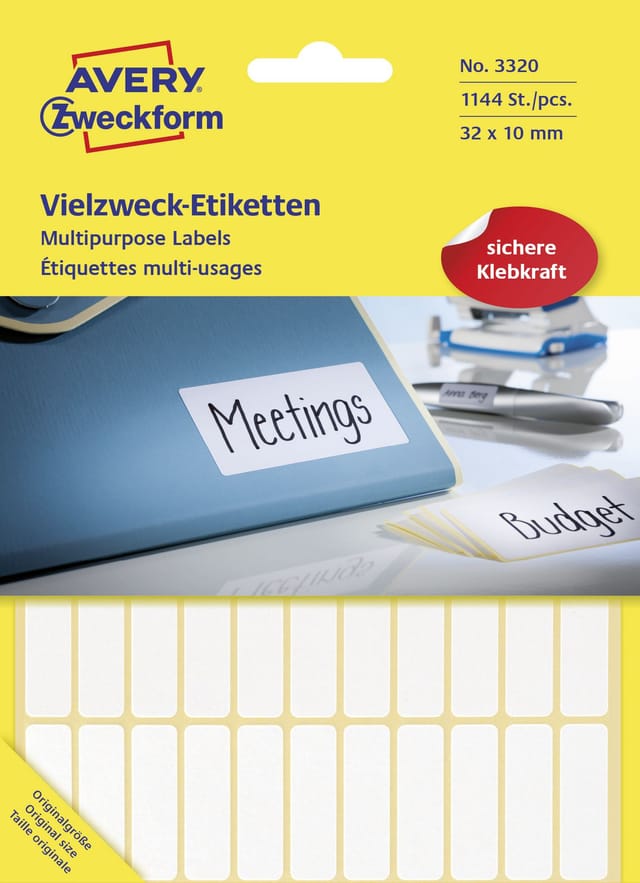 Avery Zweckform Universaletikett Avery Zweckform 32 X 10 Mm (b X H) Nicht Wieder Ablösbar Papier Weiß 1.144etik./pack.
