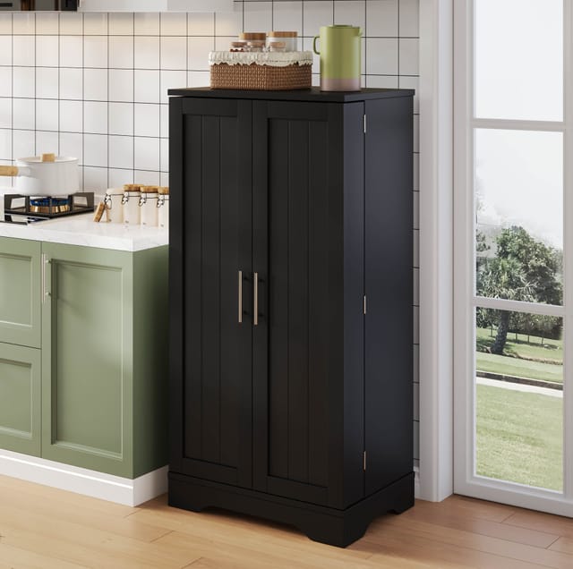 Küchenschrank Mdf Schwarz 120x60x40 Cm, 2 Türen, Verstellbarer Einlegeboden, Türablagen, Led-sensorlicht