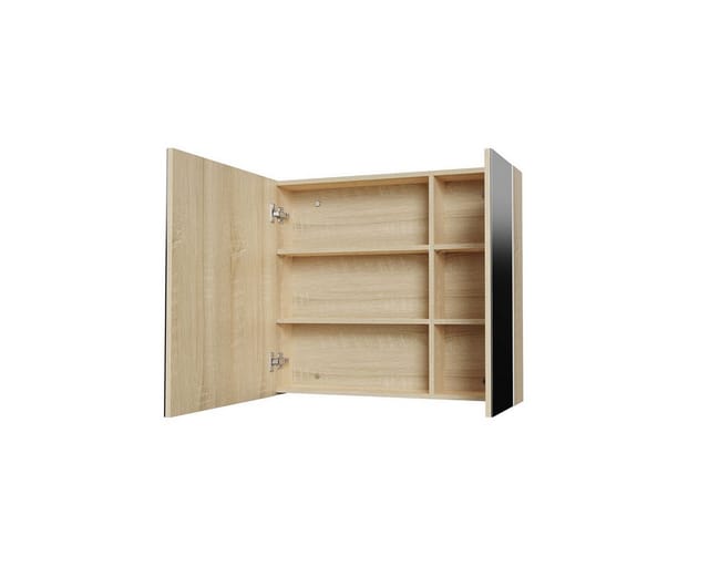 Belvit Drava Spiegelschrank Bad 60x70 Cm Eiche 2 Türen 4 Böden Softclose Belvit Drava Spiegelschrank Bad 60x70 Cm Eiche 2 Türen 4 Böden Softclose