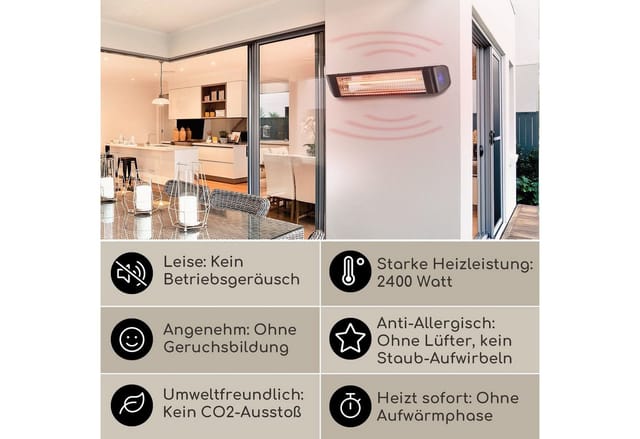 Blumfeldt - Smartwave Infrarot-heizstrahler Carbonröhre 2400w Wifi Appsteuerung