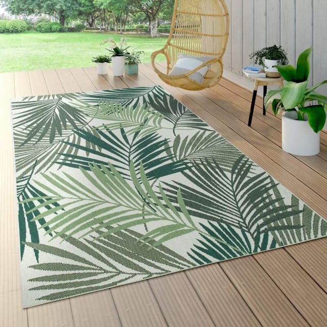 Indoor- Und Outdoor-teppich, Flachgewebe, Dschungel-ausschnitt, Blumen- Und Palmenmuster