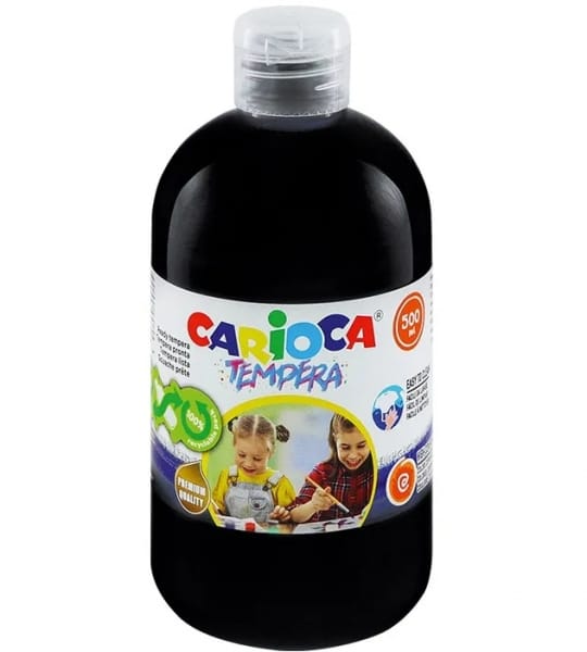 Carioca Flasche De Tempera 500ml - Super Abwaschbare Farben - Leicht De Zu Mischen - Anwendbar Auf Porösen Materialien - Hohe Deckkraft - Farbe Schwarz