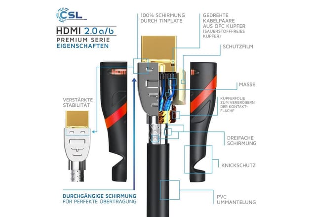 Csl 8k Hdmi Kabel 2.1, 4k Ultra Hd, Uhd, Full Hd, 3d, Arc, High Speed Mit Ethernet, Hdmi Typ A - 3m