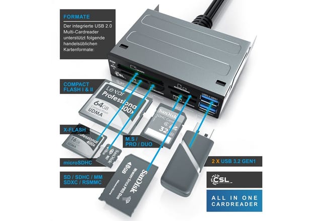 Csl 3,5 Multi-frontpanel Cardreader Mit Usb 3.0 Für Sd/sdxc/microsd/microsdhc/m2/cf/mmc/ms/xd