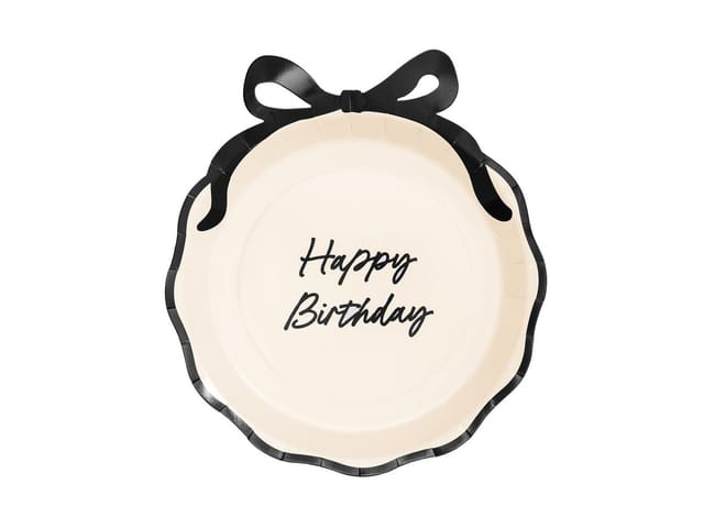 „happy Birthday“-pappteller Mit Schleife – 24 Cm, 6 Stück