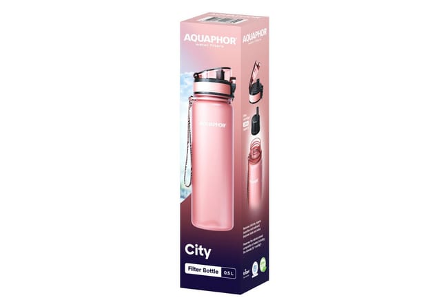 Aquaphor City Filterflasche 500 Ml, Rosa, Mit Abstandshalter, 1 Einsatz