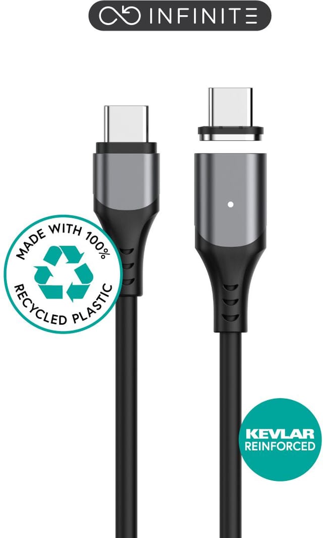Estuff Infinite Magnetisches Usb-c 2.0 Kabel Pd100w 480 Mbps 2m Schwarz, Es604265