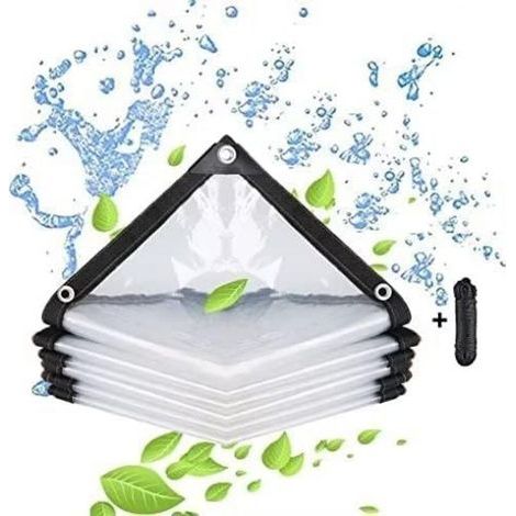 Bâche Imperméable Transparente Avec Œillets-pour Meubles De Jardin-utilisable En Extérieur-imperméable À La Pluie-isolation Des Plantes-résistant À La Poussière-avec Cordon De Serrage 2 X 1 M