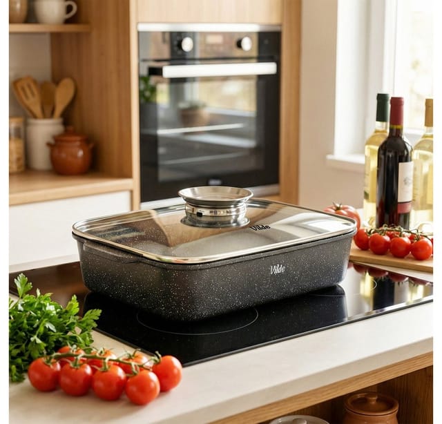Granit-bratform Mit Deckel, 3,5 L, 35 X 23 X 12 Cm