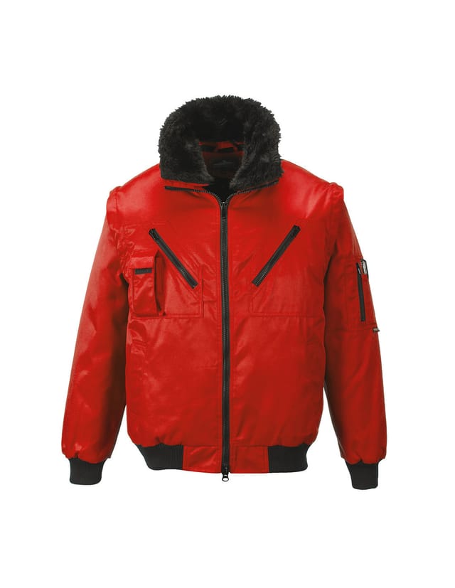 Portwest 4 In 1 Herren Pilotenjacke Mit Fell Rot Xxl
