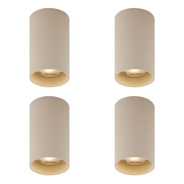 Qazqa 4er-set Moderne Beige Aufbaustrahler Gu10 50mm Rund - Tuba