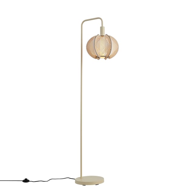 Qazqa Japandi Stehleuchte Beige Mit Schirm - Gertie