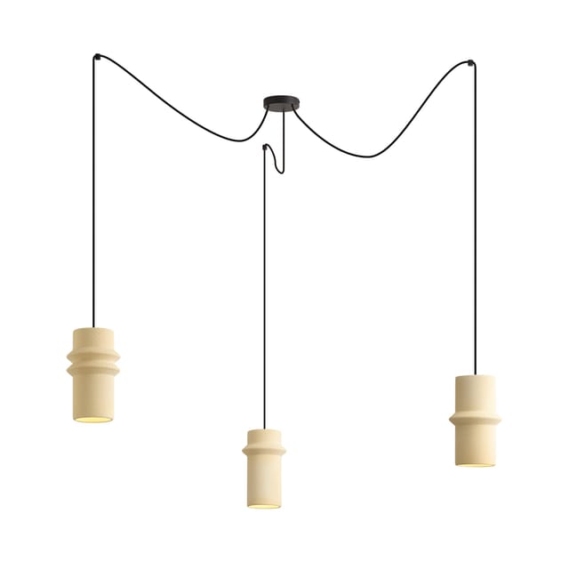 Qazqa Retro-hängelampe Beige 3-flammig - Monti