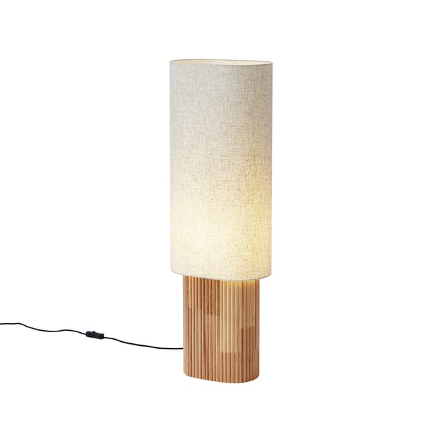 Qazqa Japandi Stehleuchte Holz Mit Leinenschirm 90cm - Lamel