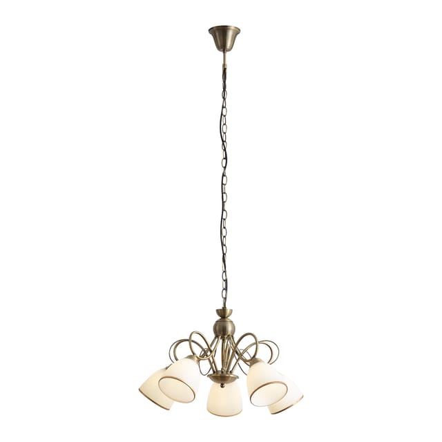 Qazqa Klassische Pendelleuchte Bronze Mit Opalglas 5-flammig -
