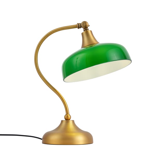 Qazqa Klassische Tischleuchte Bronze Mit Grünem Opalglas - Clerk