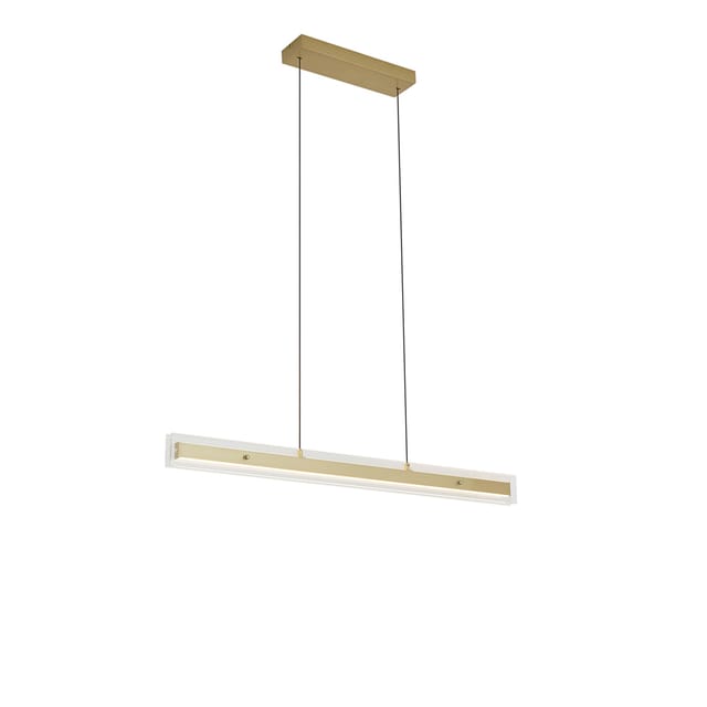 Qazqa Moderne Hängelampe Messing Mit Klarglas Inkl. Led Easylift
