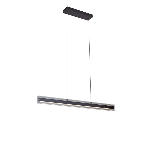 Qazqa Moderne Hängelampe Schwarz Mit Rauchglas Inkl. Led Easylift