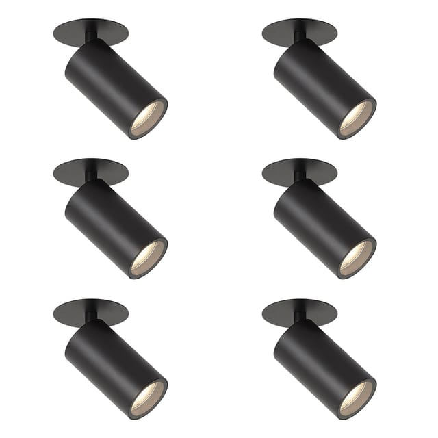 Qazqa Set Mit 6 Modernen Einbaustrahlern Schwarz Gu10 50mm Ip44 -