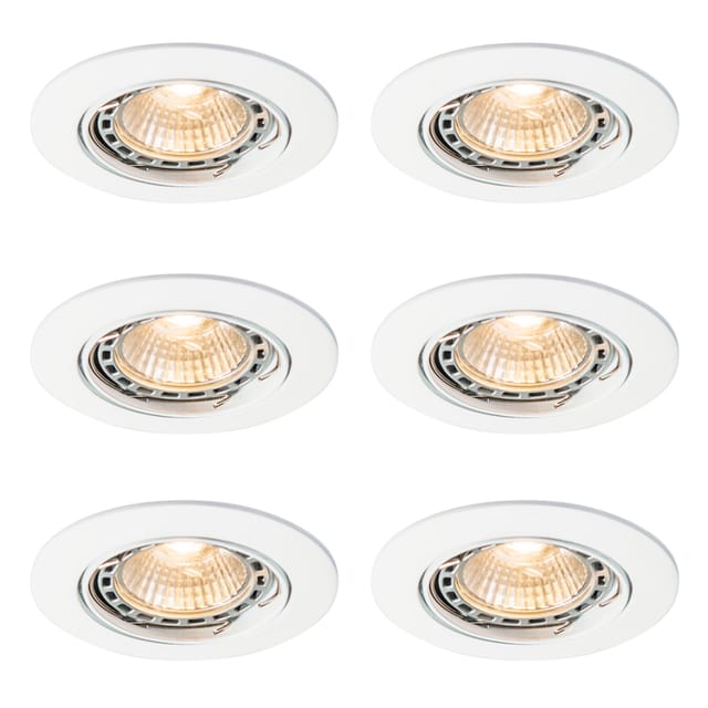 Qazqa Set Mit 6 Modernen Einbaustrahlern Weiß Neigbar Gu10 50mm -