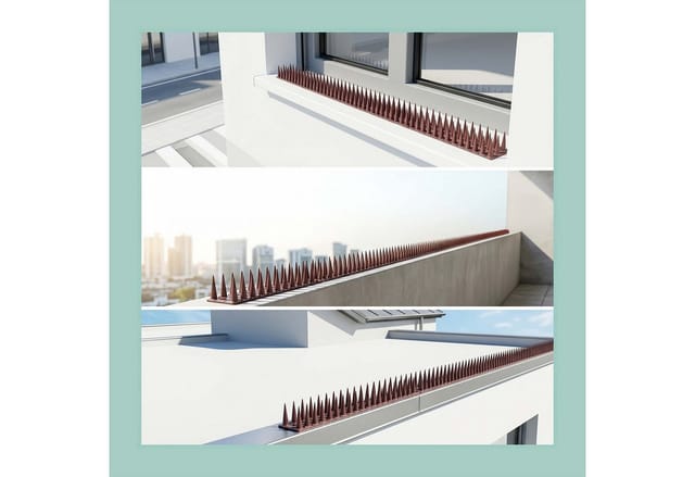 Relaxdays Vogelabwehr Spikes 20er Set, Balkon, Dach, 3-reihig, Je Paneel Hbt: 3,5x42,5x4 Cm, Taubenabwehr, Pp, Braun