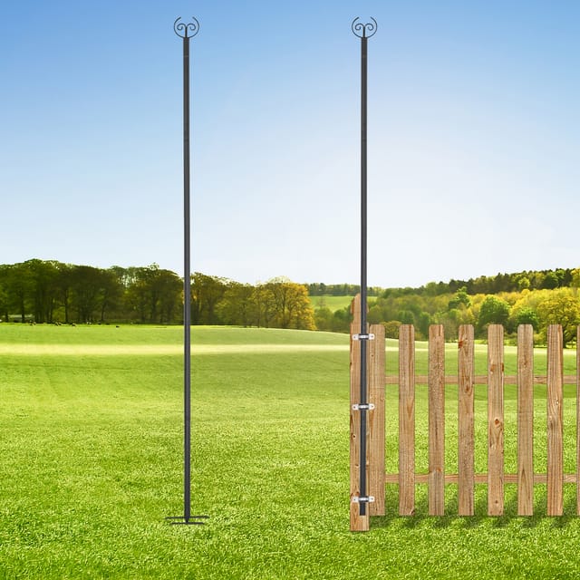 Iagg 2x Lichterketten-stangen, 2,4 M/3 M, Metall-lichtstange Für Außenlichterketten, Girlandenstangen, Gartenparty-stangen, Schönes Aussehen