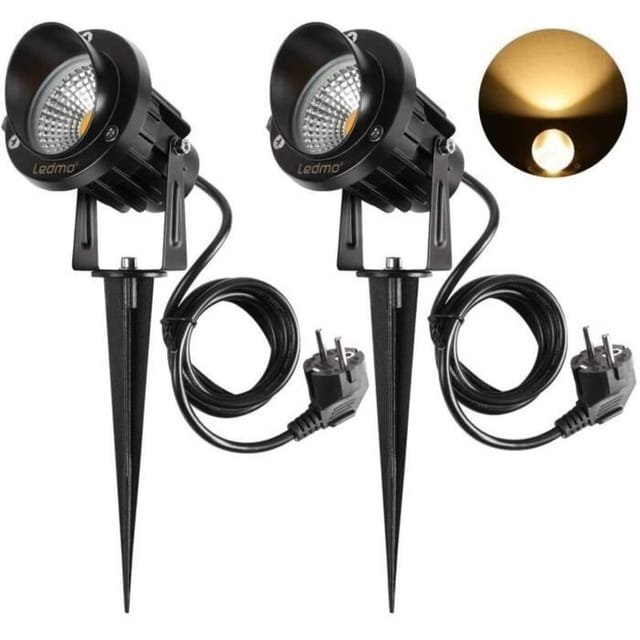 Set Mit 2 Led-außenstrahlern, 9-w-led-gartenleuchten, 900 Lm, Weiß (3000 K), Ip65 Wasserdichte Led-außenleuchte