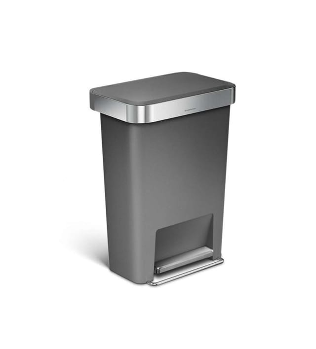 Simplehuman - Abfalleimer 45 L, Mit Beuteltasche, Edelstahl/grau Cw1386cb