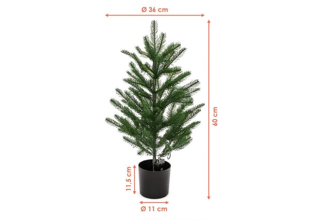 Künstlicher Weihnachtsbaum Im Topf 60 Cm Mit Lichterkette Batteriebetrieben - 30 Led - Deko Tannenbaum Im Blumentopf Warm Weiß Beleuchtet Mit Timer