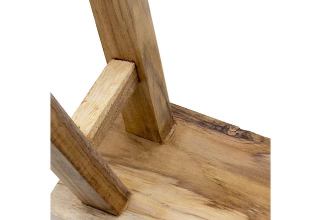 Teakholz Blumenbank Natur Rechteckig - 21 X 12 Cm - Massivholz Deko Hocker Landhaus Rustikal - Echtholz Pflanzenständer