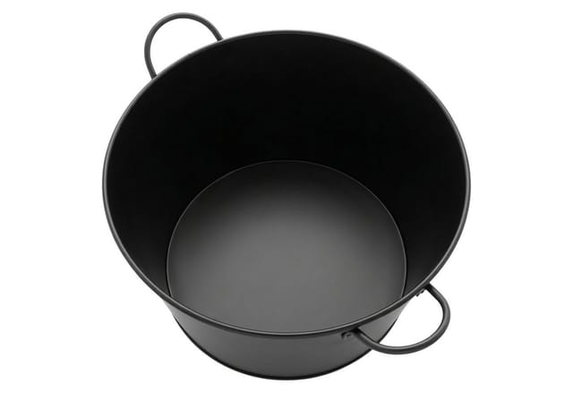 Vintage Metall Getränkekühler Schwarz Rund Mit Griffen - 40 X 23 Cm - Retro Flaschenkühler 29 L Mit Aufdruck Ice Cold Drinks