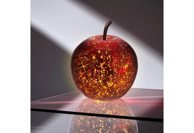 Led Crackle Glas Apfel 16 Cm - Metallic Rot - Deko Frucht In Bruchglas Optik