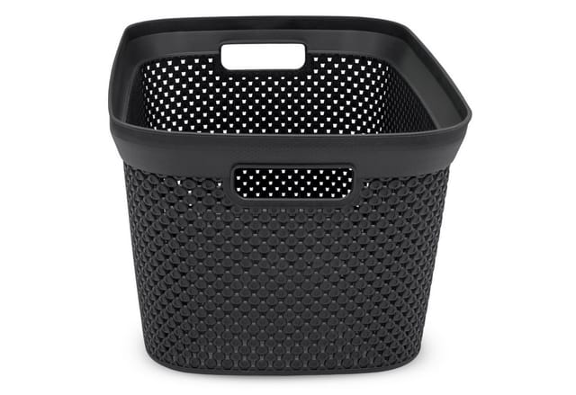 Wäschekorb Schwarz 54 X 33 Cm Mit Gitter Optik - 35 L - Kunststoff Tragekorb Mit Griffen - Wäschewanne Wäschebox