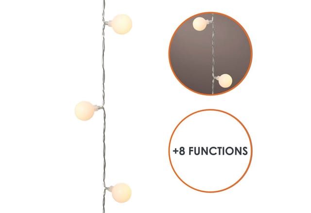 Led Lichterkette 290 Cm Für Außen Und Innen 30 Mini Kugeln Mit Timer – Warm Weiß - Kugellichterkette Batteriebetrieben Mit 8 Funktionen