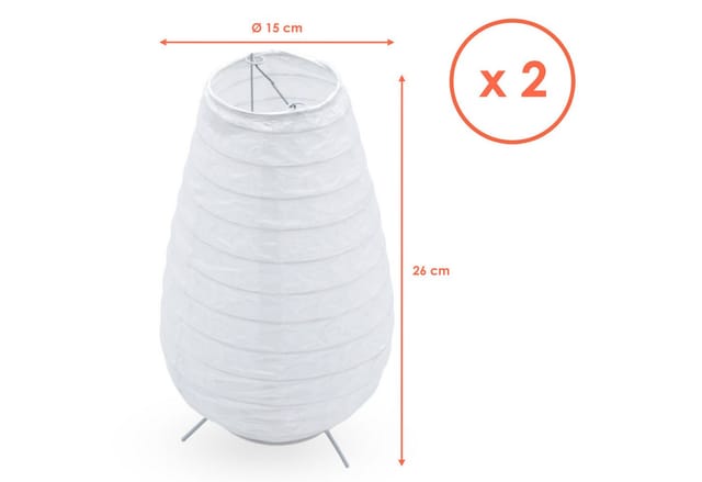 Papier Laterne - 2er Set - Weiß Led Deko Tischleuchte Laternen Zum Hinstellen - 28 X 15 Cm - Batteriebetrieben Deko