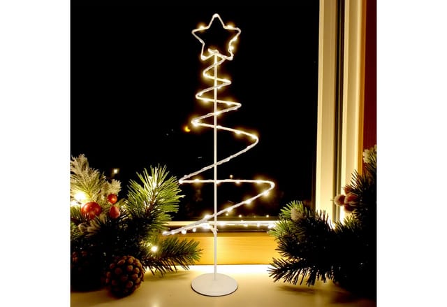 Lichterbaum Aufsteller 46 Led Mit Timer Batteriebetrieben - 53 Cm - Tischdeko Metall Spiralbaum Mit Sternspitze Warm Weiß Beleuchtet